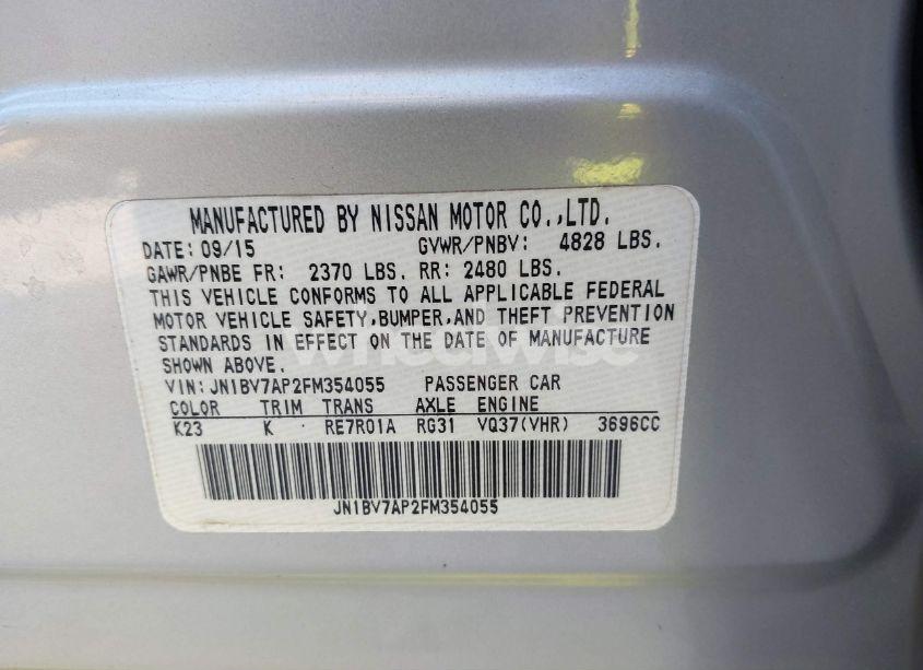 Photo 9 of 2015 Infiniti Q50 PREMIUM (VIN JN1BV7AP2FM354055)