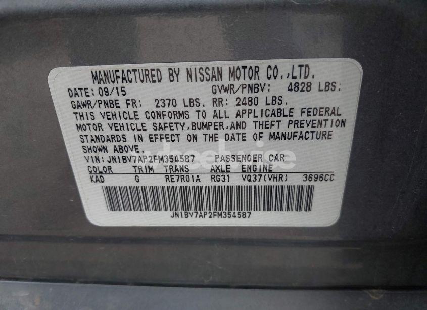 Photo 9 of 2015 Infiniti Q50 PREMIUM (VIN JN1BV7AP2FM354587)