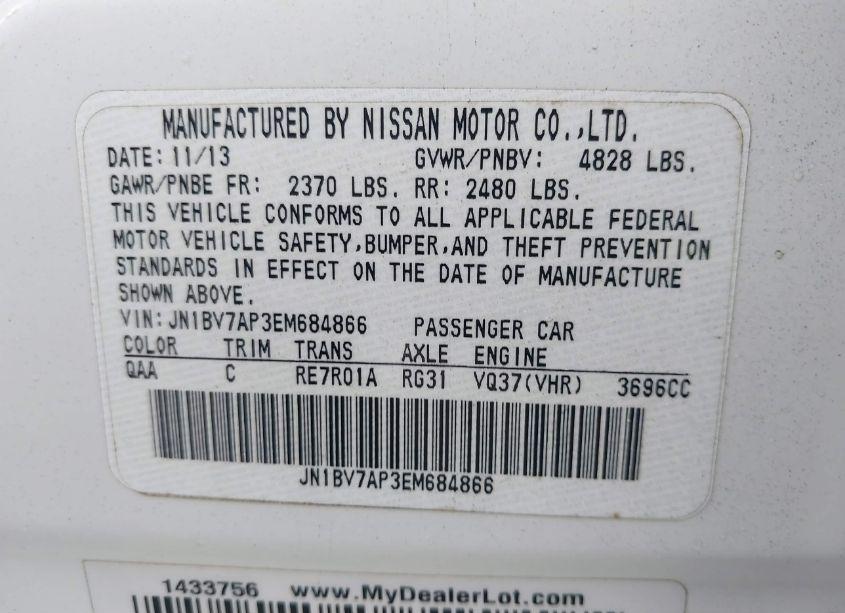 Photo 9 of 2014 Infiniti Q50 PREMIUM (VIN JN1BV7AP3EM684866)