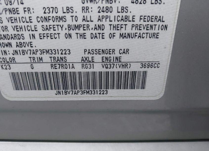 Photo 9 of 2015 Infiniti Q50 PREMIUM (VIN JN1BV7AP3FM331223)