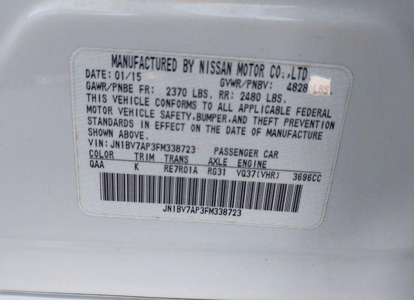 Photo 9 of 2015 Infiniti Q50 PREMIUM (VIN JN1BV7AP3FM338723)