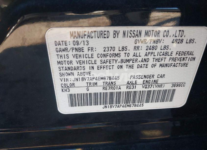 Photo 9 of 2014 Infiniti Q50 PREMIUM (VIN JN1BV7AP4EM678445)