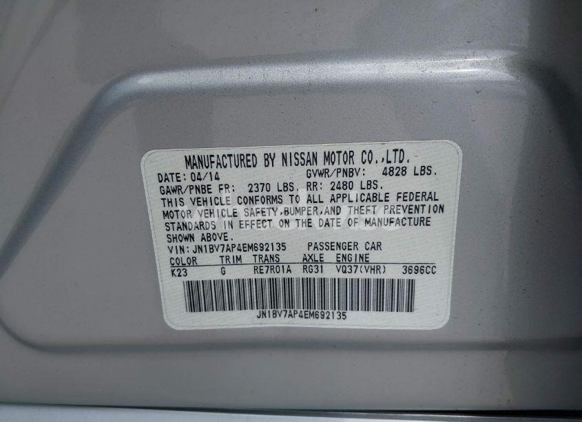 Photo 9 of 2014 Infiniti Q50 PREMIUM (VIN JN1BV7AP4EM692135)