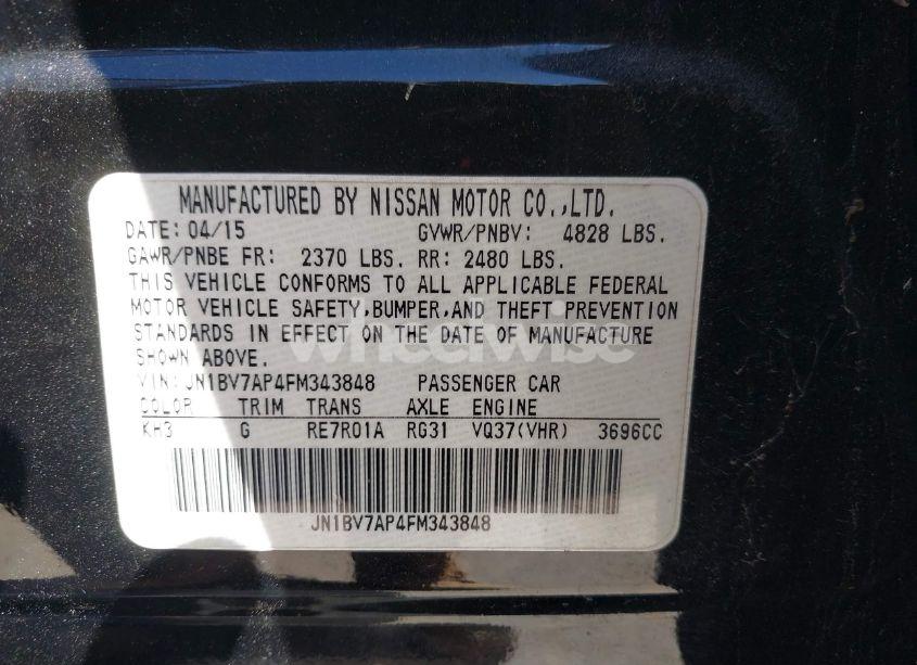 Photo 9 of 2015 Infiniti Q50 PREMIUM/SPORT (VIN JN1BV7AP4FM343848)