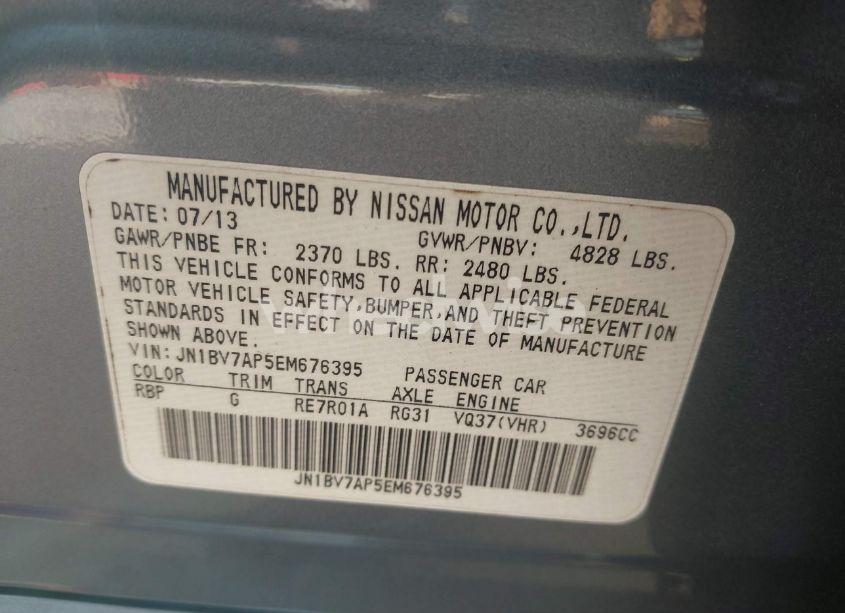 Photo 9 of 2014 Infiniti Q50 PREMIUM (VIN JN1BV7AP5EM676395)