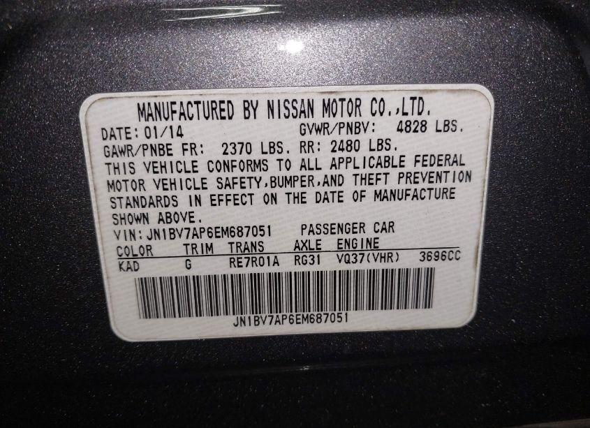 Photo 9 of 2014 Infiniti Q50 PREMIUM (VIN JN1BV7AP6EM687051)