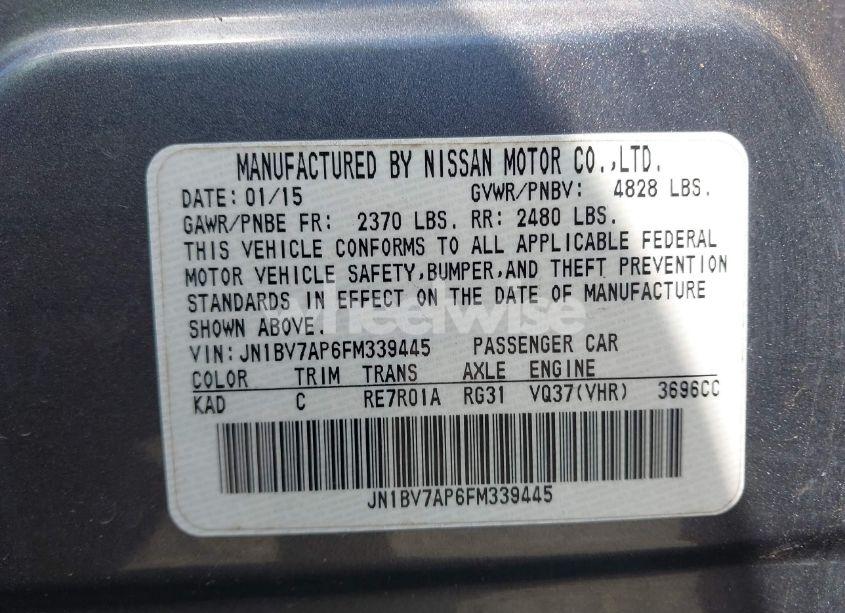 Photo 9 of 2015 Infiniti Q50 PREMIUM (VIN JN1BV7AP6FM339445)