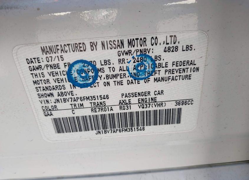 Photo 9 of 2015 Infiniti Q50 PREMIUM (VIN JN1BV7AP6FM351546)