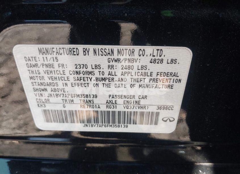 Photo 9 of 2015 Infiniti Q50 PREMIUM (VIN JN1BV7AP6FM358139)
