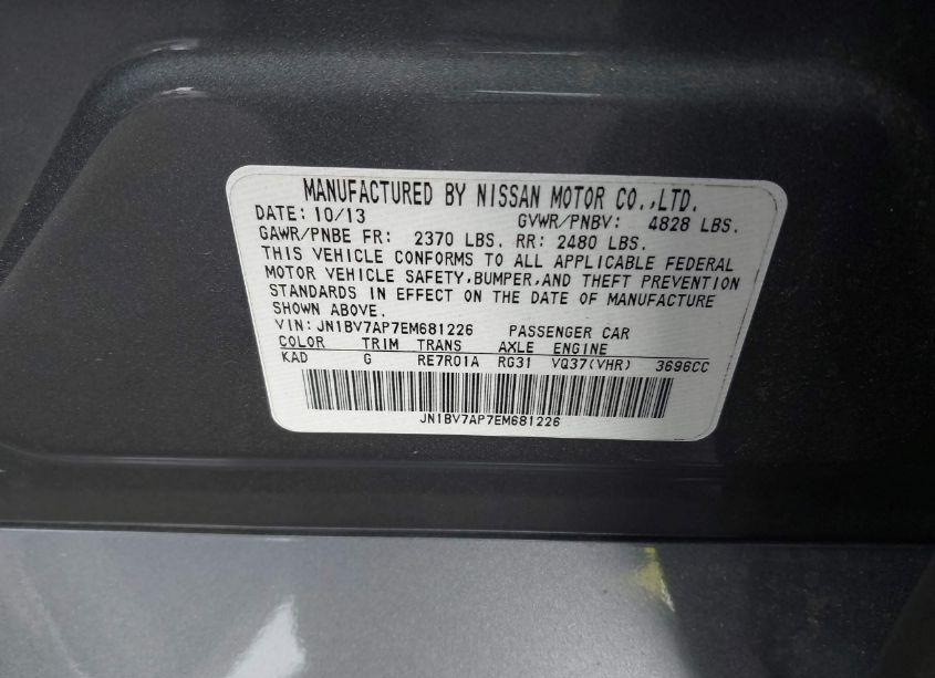 Photo 9 of 2014 Infiniti Q50 PREMIUM (VIN JN1BV7AP7EM681226)