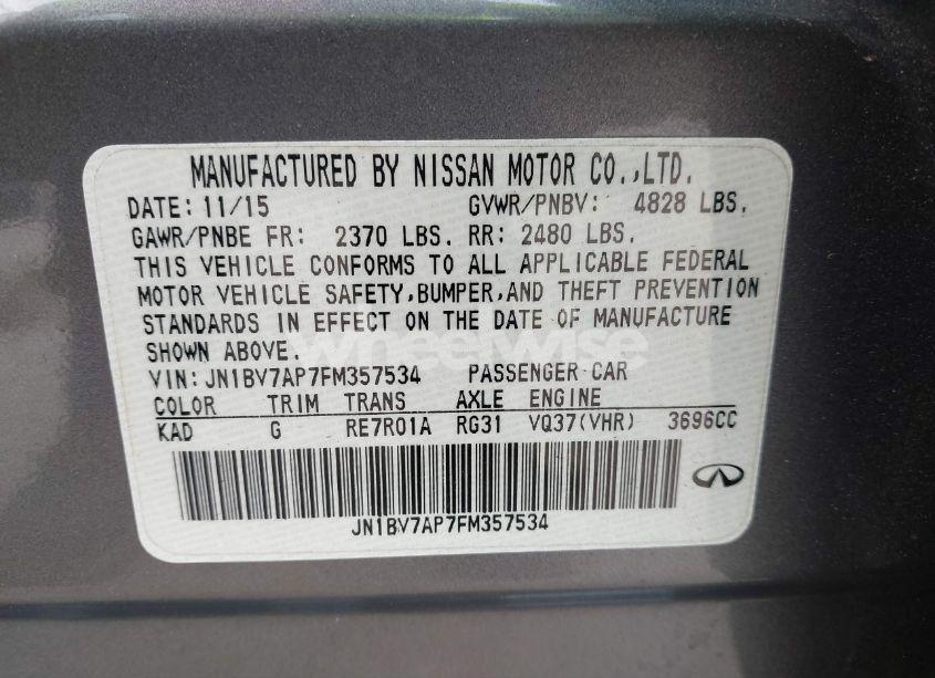 Photo 9 of 2015 Infiniti Q50 PREMIUM (VIN JN1BV7AP7FM357534)