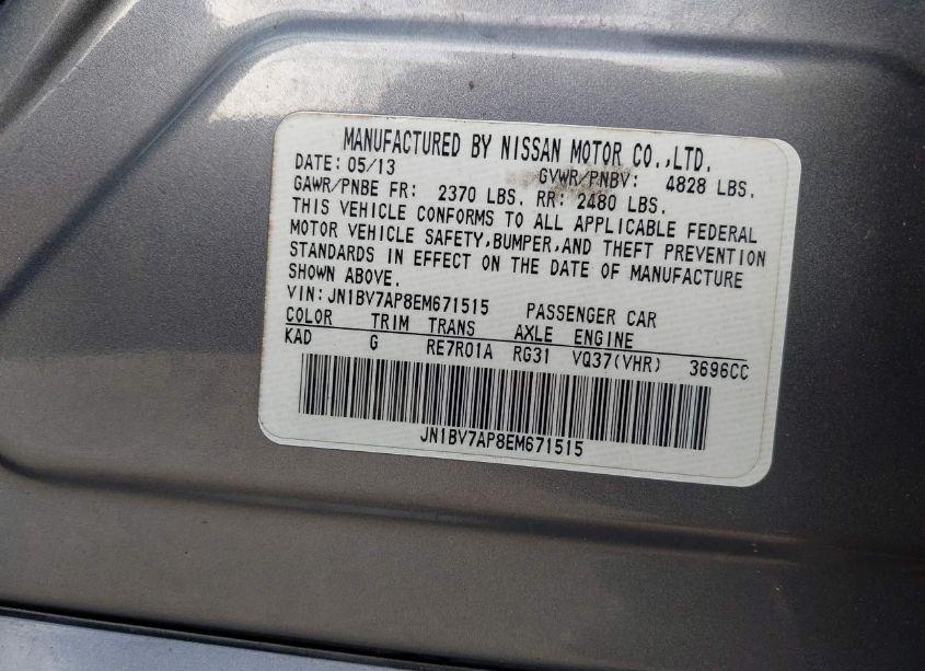 Photo 9 of 2014 Infiniti Q50 PREMIUM (VIN JN1BV7AP8EM671515)