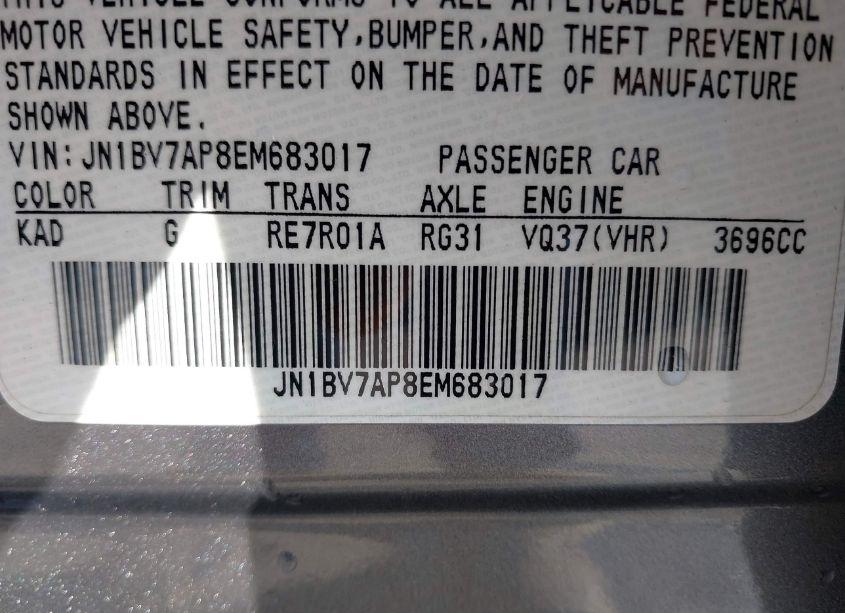 Photo 9 of 2014 Infiniti Q50 PREMIUM (VIN JN1BV7AP8EM683017)