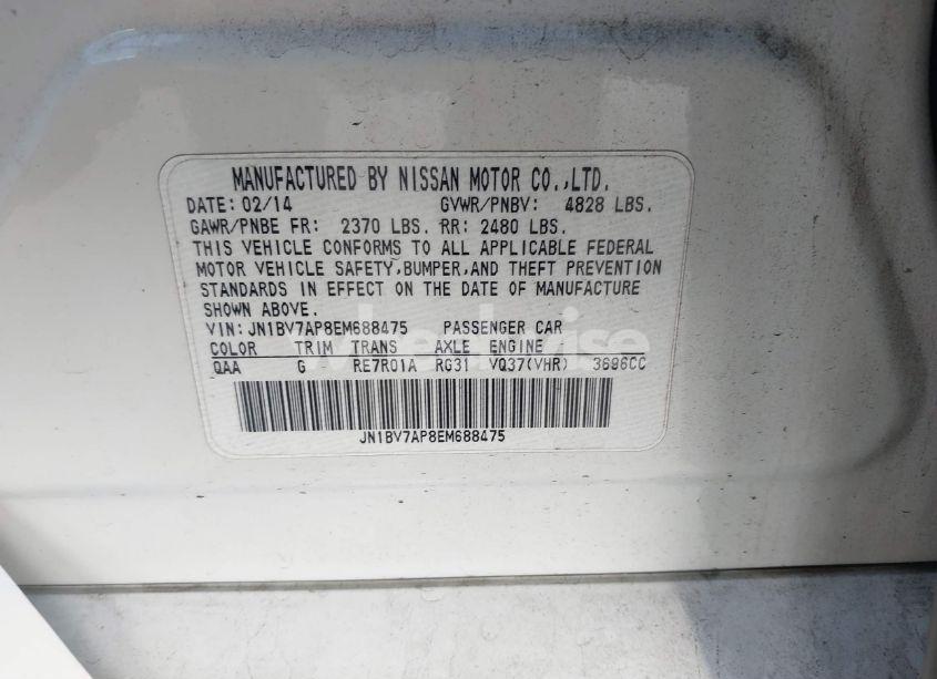 Photo 9 of 2014 Infiniti Q50 PREMIUM (VIN JN1BV7AP8EM688475)