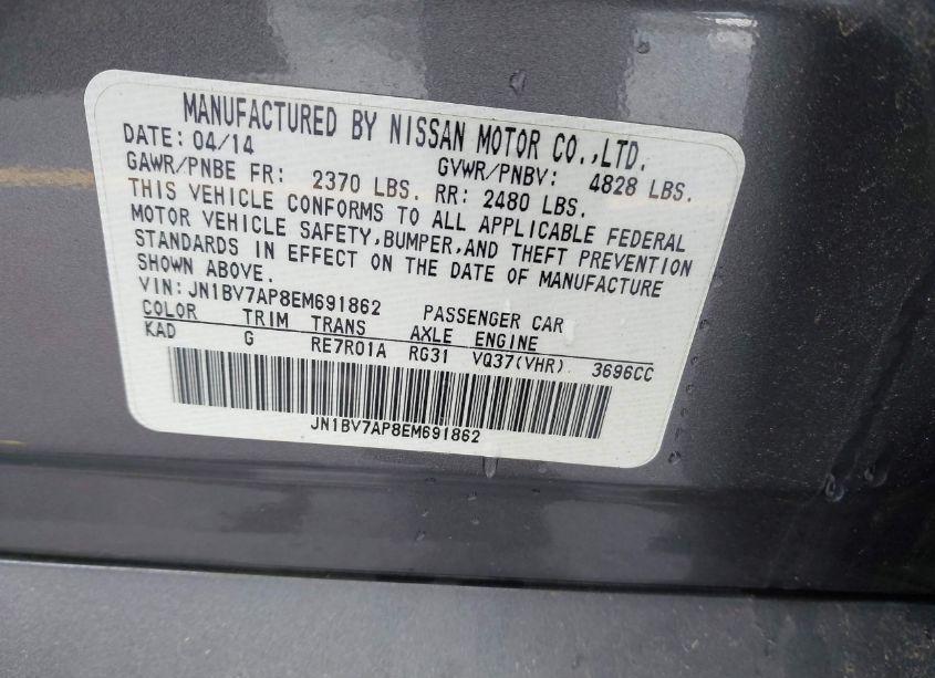 Photo 9 of 2014 Infiniti Q50 PREMIUM (VIN JN1BV7AP8EM691862)