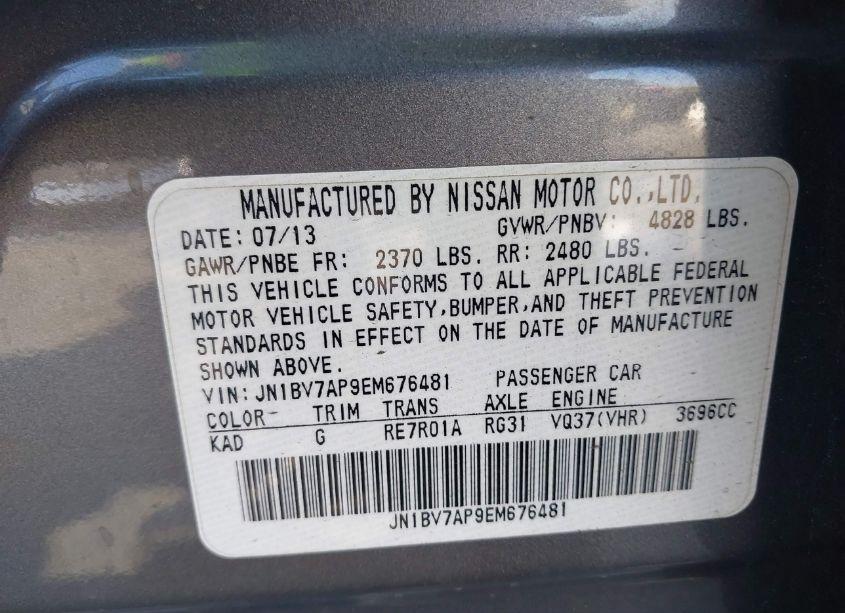 Photo 9 of 2014 Infiniti Q50 PREMIUM (VIN JN1BV7AP9EM676481)