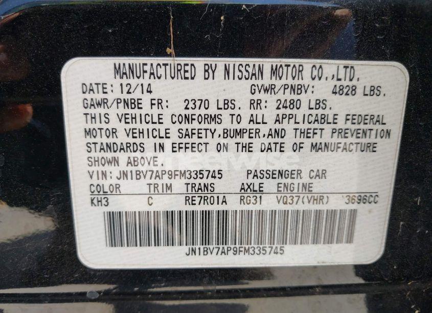 Photo 9 of 2015 Infiniti Q50 PREMIUM (VIN JN1BV7AP9FM335745)