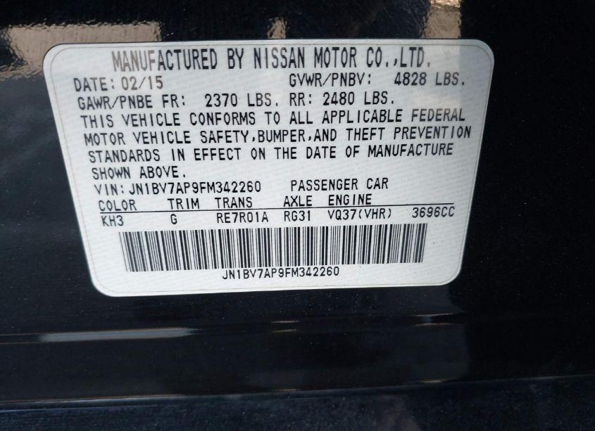 Photo 9 of 2015 Infiniti Q50 PREMIUM (VIN JN1BV7AP9FM342260)