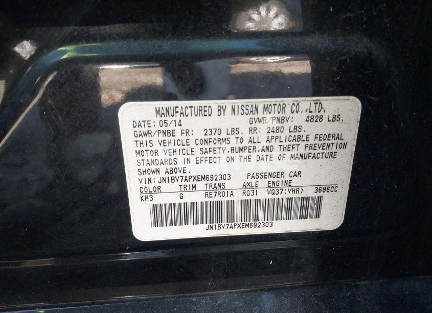 Photo 9 of 2014 Infiniti Q50 PREMIUM/SPORT (VIN JN1BV7APXEM692303)