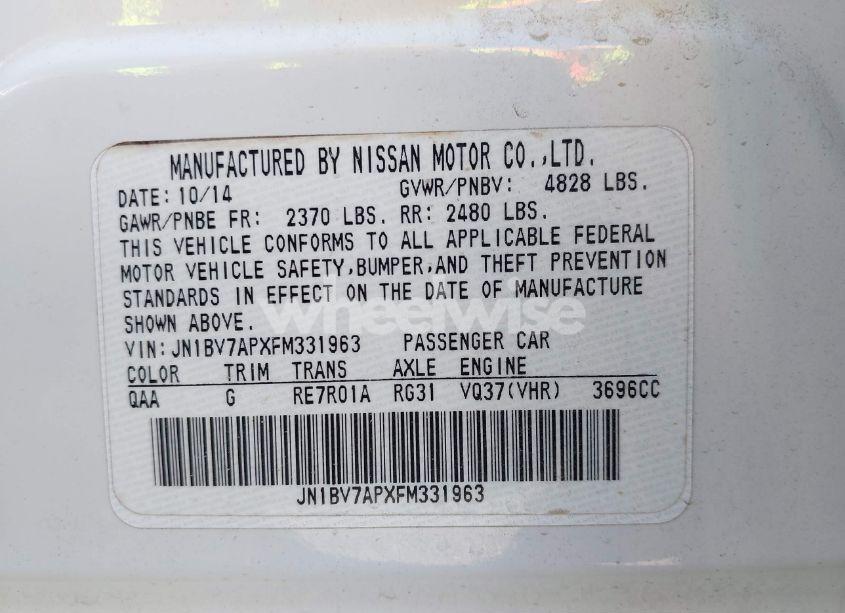 Photo 9 of 2015 Infiniti Q50 SPORT (VIN JN1BV7APXFM331963)