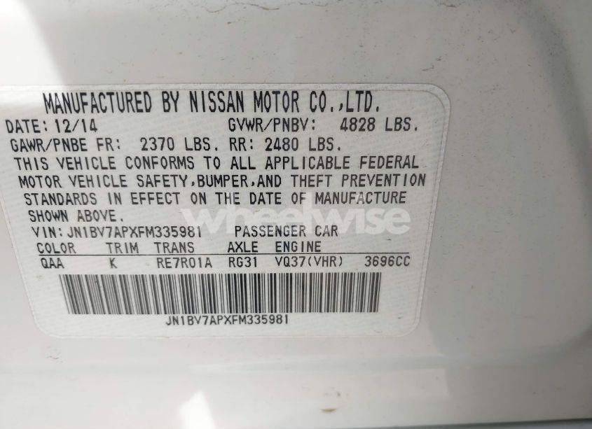 Photo 9 of 2015 Infiniti Q50 PREMIUM (VIN JN1BV7APXFM335981)