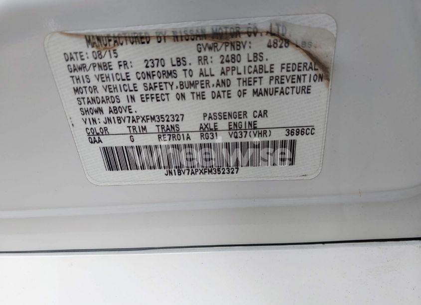 Photo 9 of 2015 Infiniti Q50 SPORT (VIN JN1BV7APXFM352327)