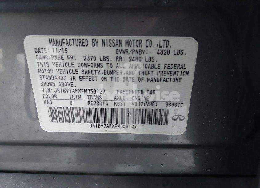 Photo 9 of 2015 Infiniti Q50 PREMIUM (VIN JN1BV7APXFM358127)