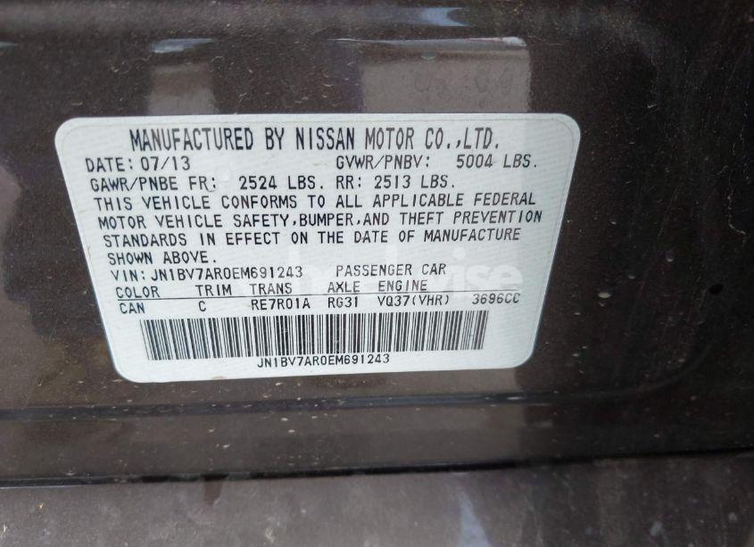 Photo 9 of 2014 Infiniti Q50 PREMIUM (VIN JN1BV7AR0EM691243)