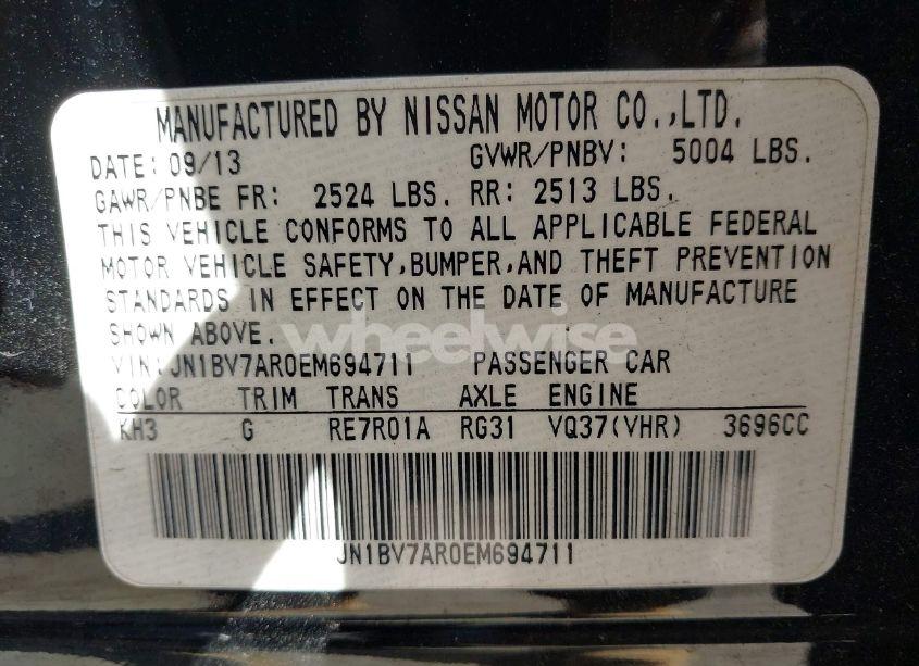 Photo 9 of 2014 Infiniti Q50 SPORT (VIN JN1BV7AR0EM694711)