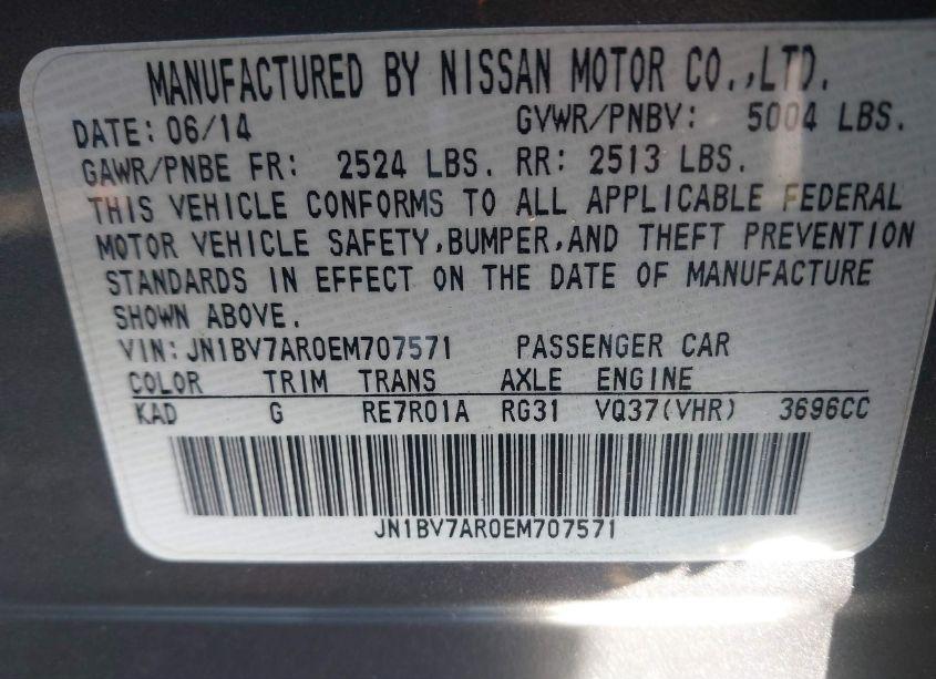 Photo 9 of 2014 Infiniti Q50 PREMIUM/SPORT (VIN JN1BV7AR0EM707571)