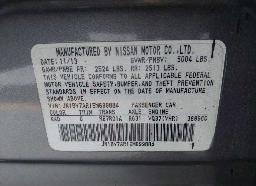 Photo 9 of 2014 Infiniti Q50 PREMIUM (VIN JN1BV7AR1EM699884)