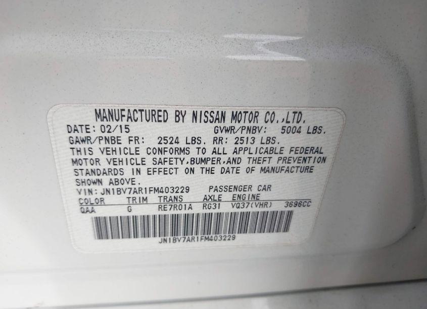 Photo 9 of 2015 Infiniti Q50 PREMIUM (VIN JN1BV7AR1FM403229)