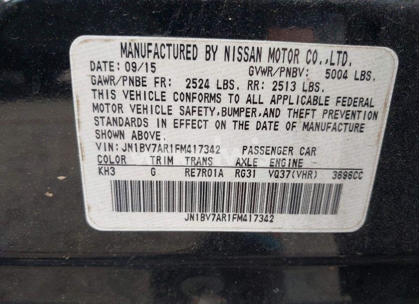 Photo 9 of 2015 Infiniti Q50 PREMIUM (VIN JN1BV7AR1FM417342)