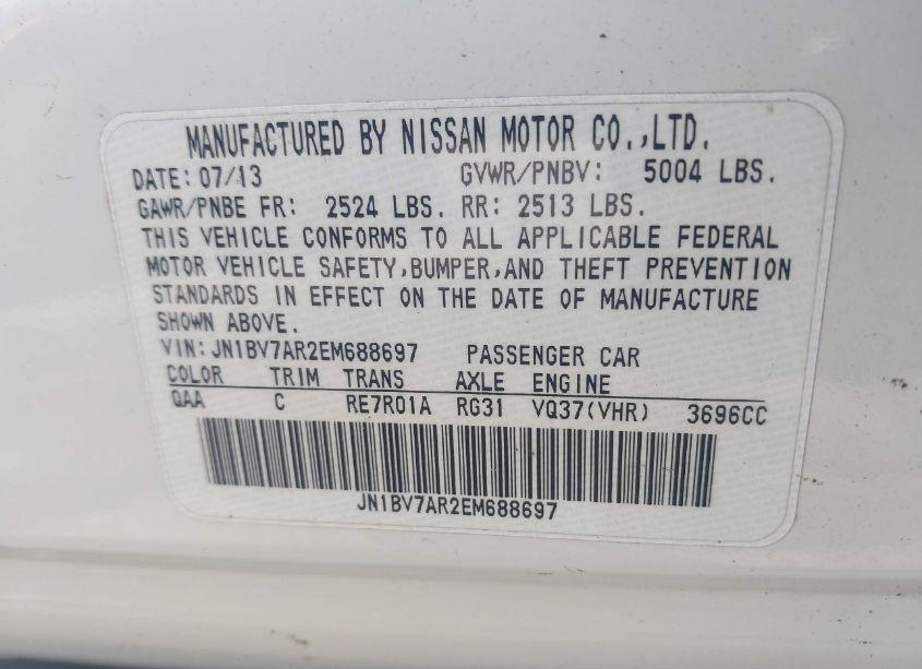 Photo 9 of 2014 Infiniti Q50 PREMIUM (VIN JN1BV7AR2EM688697)