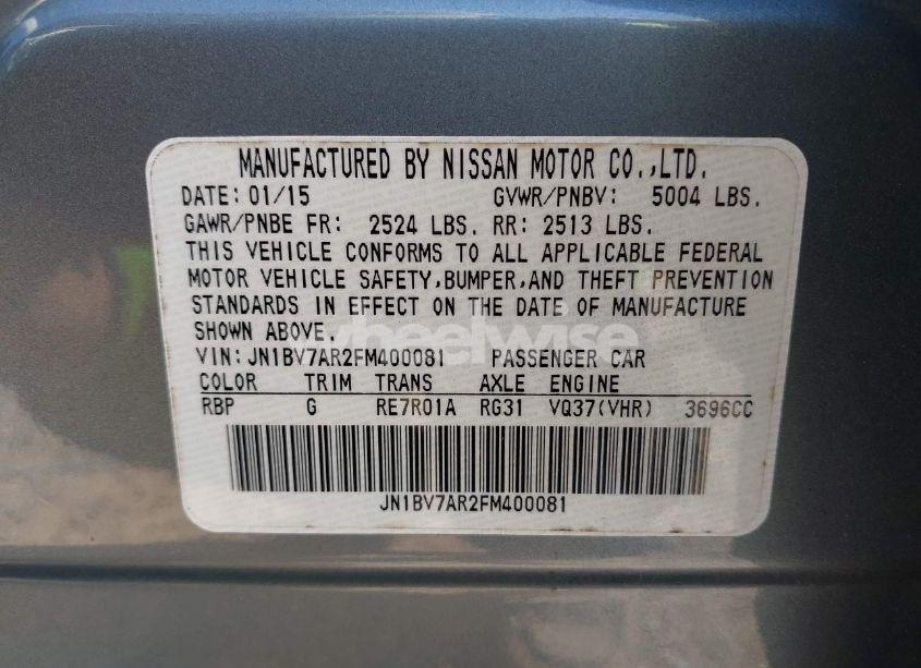 Photo 9 of 2015 Infiniti Q50 PREMIUM (VIN JN1BV7AR2FM400081)