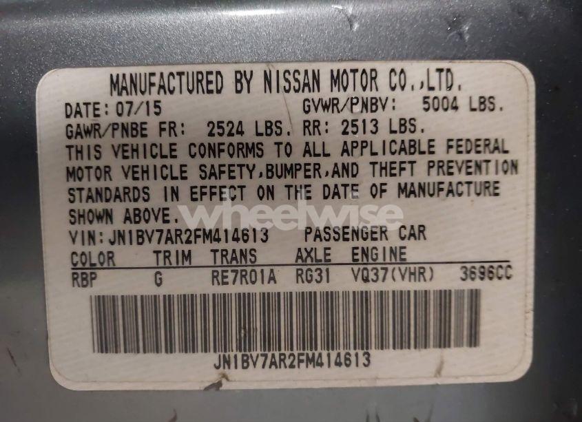 Photo 9 of 2015 Infiniti Q50 PREMIUM (VIN JN1BV7AR2FM414613)