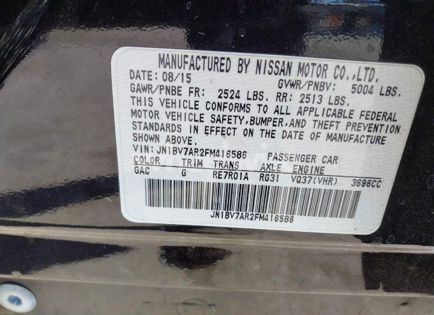 Photo 9 of 2015 Infiniti Q50 PREMIUM (VIN JN1BV7AR2FM416586)