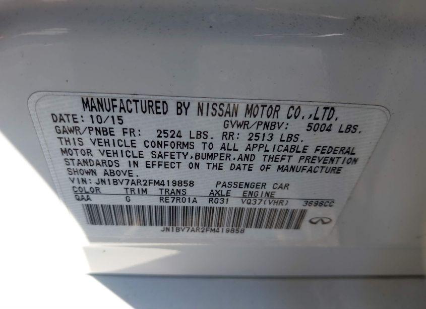 Photo 9 of 2015 Infiniti Q50 (VIN JN1BV7AR2FM419858)