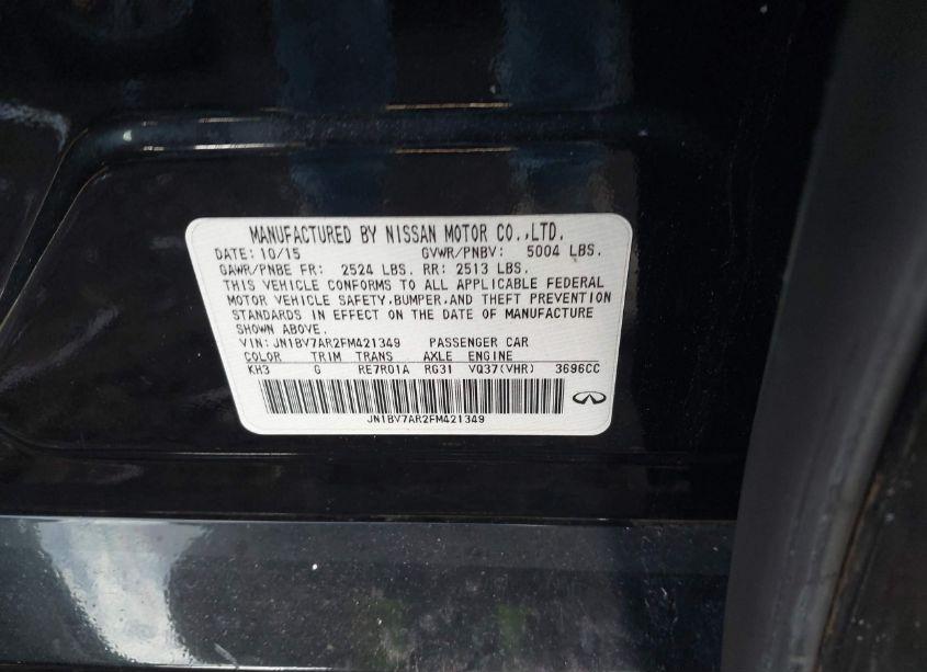 Photo 9 of 2015 Infiniti Q50 PREMIUM (VIN JN1BV7AR2FM421349)