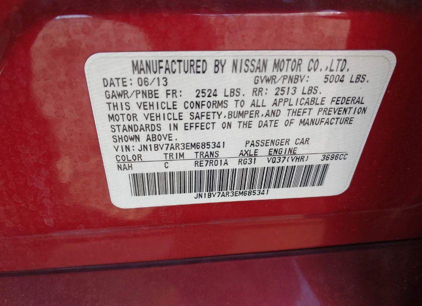 Photo 9 of 2014 Infiniti Q50 PREMIUM (VIN JN1BV7AR3EM685341)