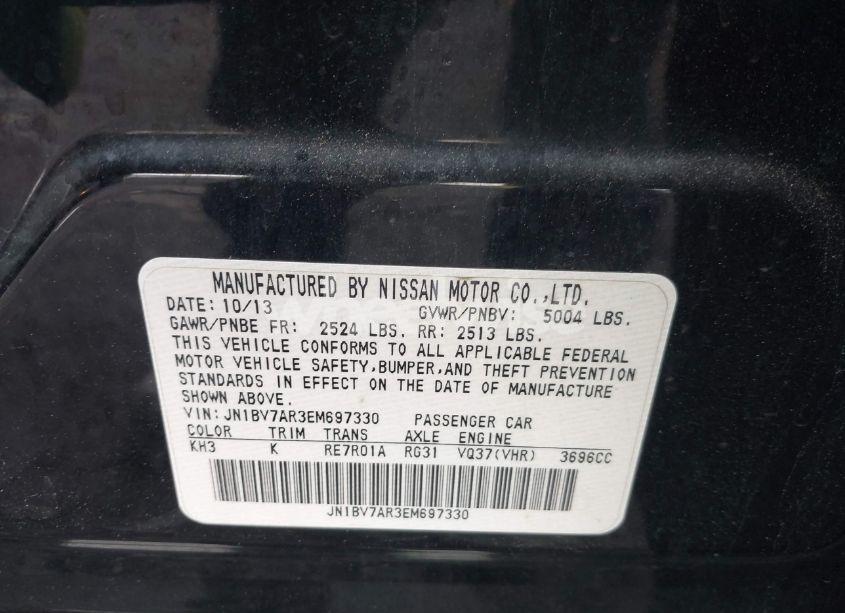 Photo 9 of 2014 Infiniti Q50 PREMIUM (VIN JN1BV7AR3EM697330)