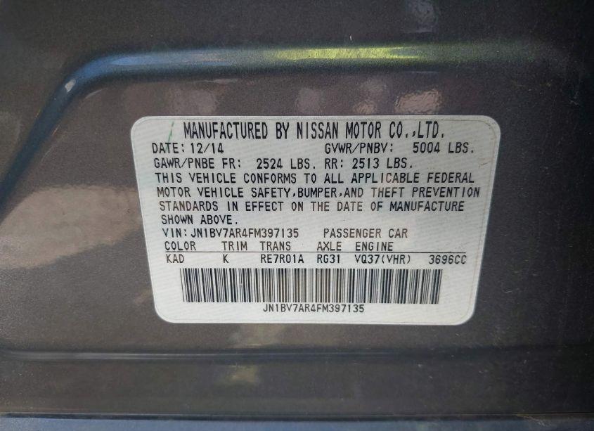 Photo 9 of 2015 Infiniti Q50 PREMIUM (VIN JN1BV7AR4FM397135)