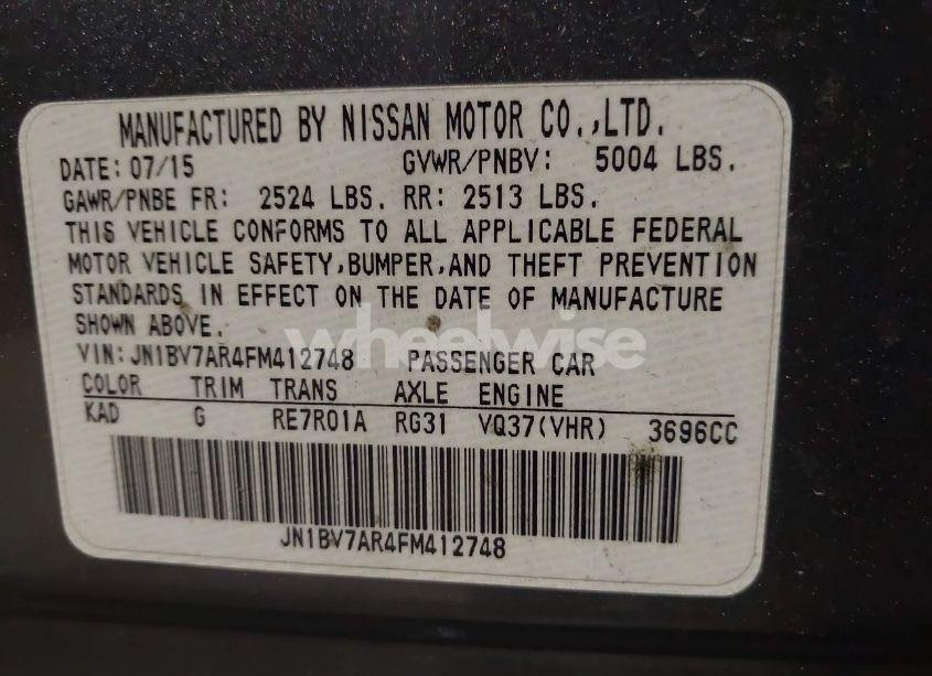 Photo 9 of 2015 Infiniti Q50 PREMIUM (VIN JN1BV7AR4FM412748)