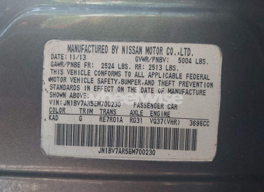 Photo 9 of 2014 Infiniti Q50 PREMIUM (VIN JN1BV7AR5EM700230)