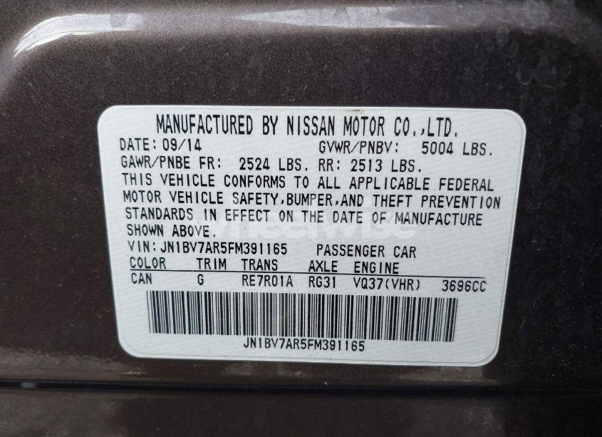 Photo 9 of 2015 Infiniti Q50 PREMIUM (VIN JN1BV7AR5FM391165)