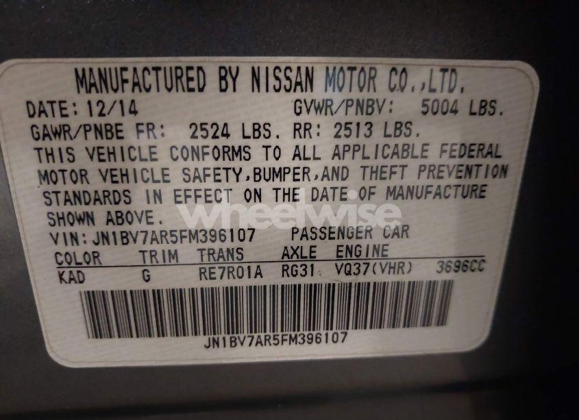 Photo 9 of 2015 Infiniti Q50 PREMIUM (VIN JN1BV7AR5FM396107)