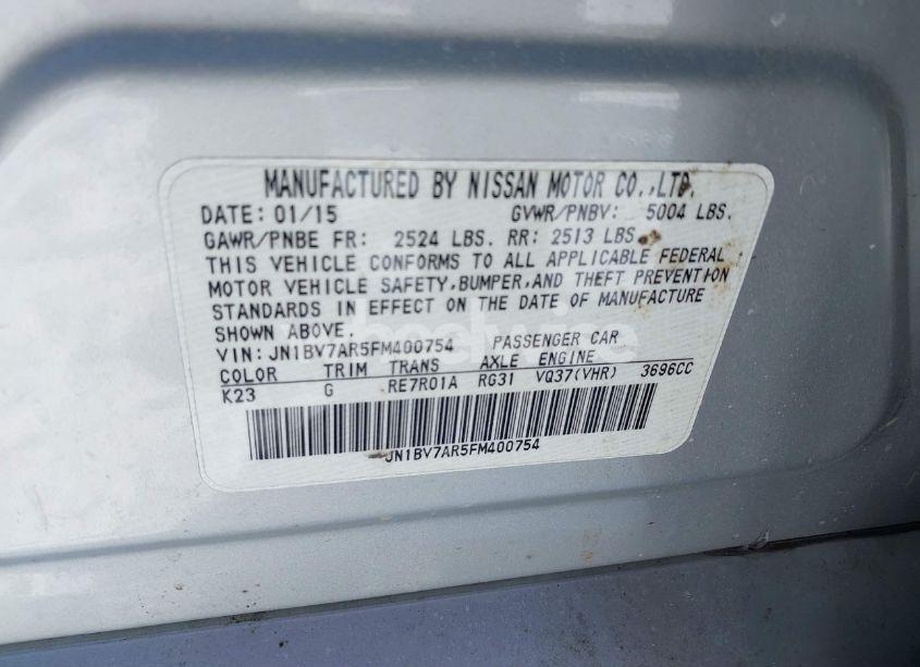 Photo 9 of 2015 Infiniti Q50 PREMIUM (VIN JN1BV7AR5FM400754)