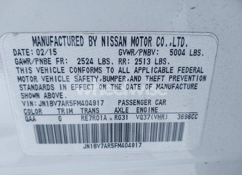 Photo 9 of 2015 Infiniti Q50 PREMIUM (VIN JN1BV7AR5FM404917)