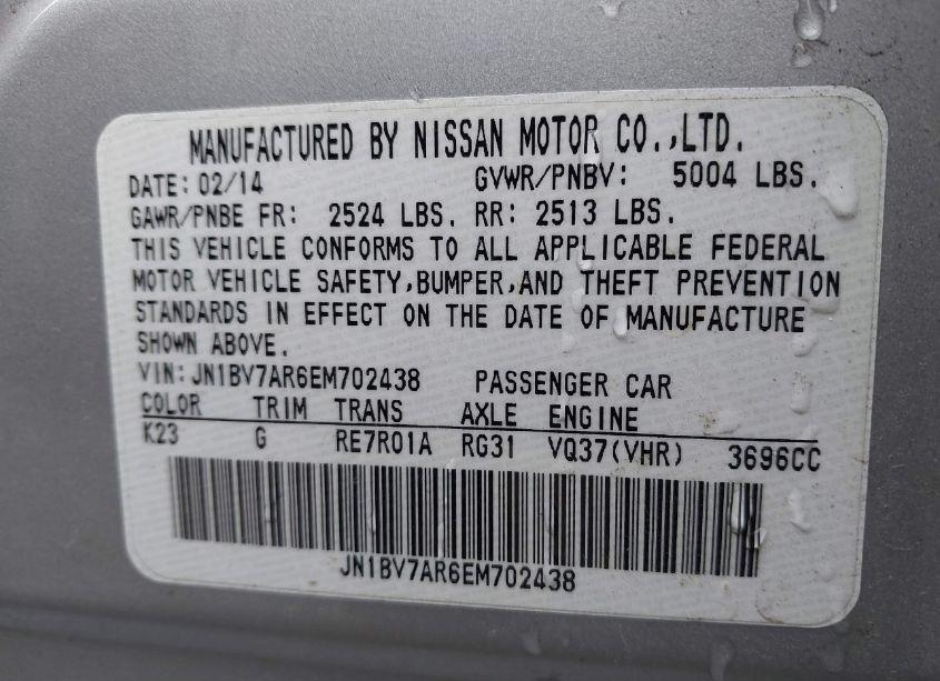 Photo 9 of 2014 Infiniti Q50 PREMIUM (VIN JN1BV7AR6EM702438)