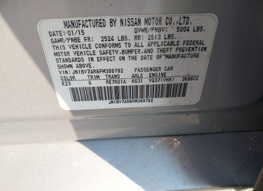 Photo 9 of 2015 Infiniti Q50 PREMIUM (VIN JN1BV7AR6FM399792)